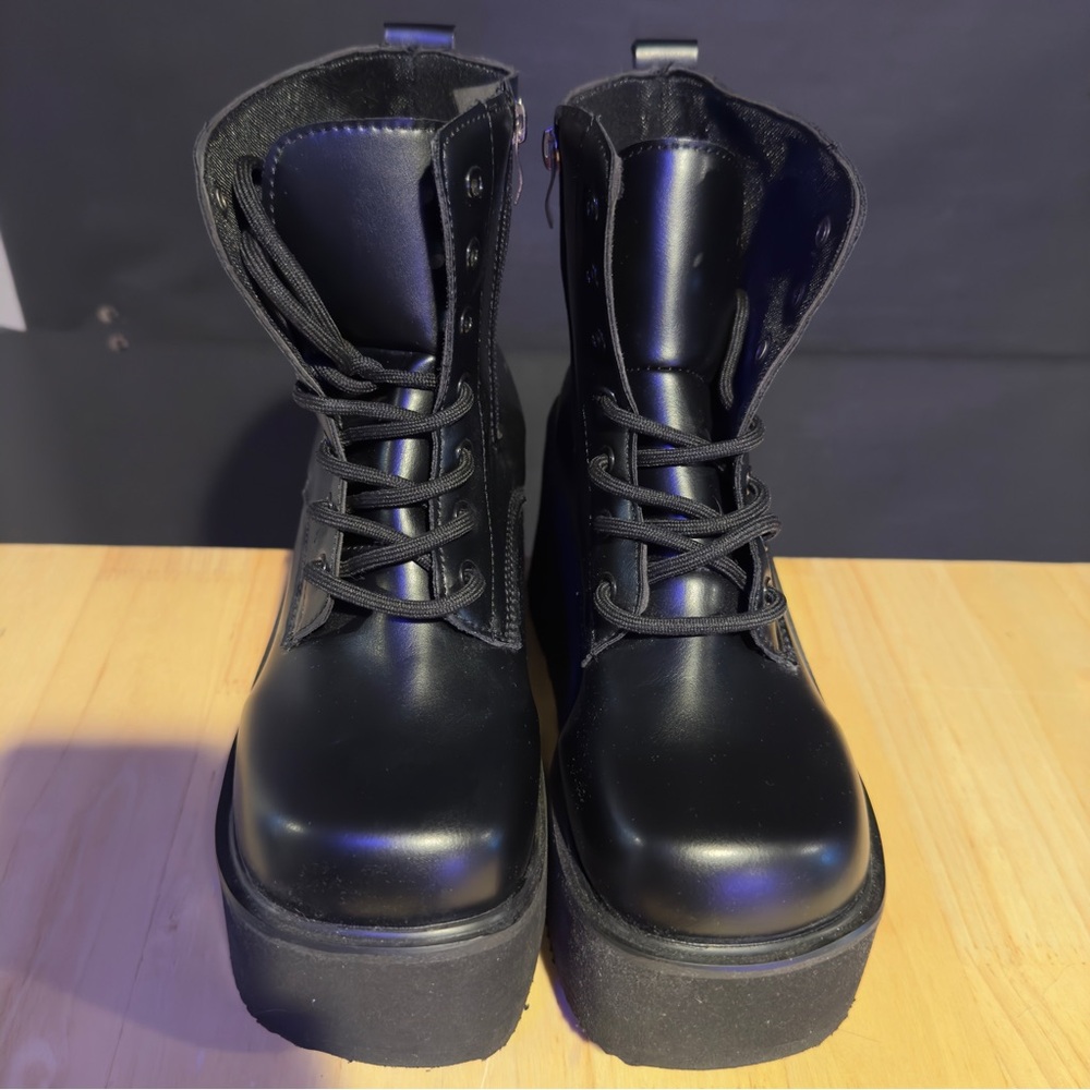 Black Platform Combat Boots